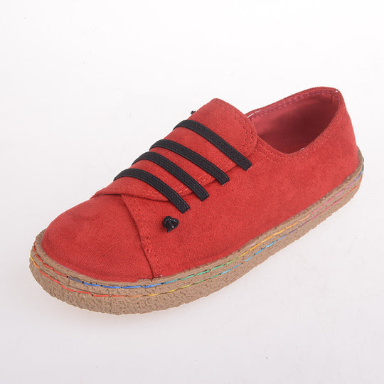 Damen nan niedriger Sneaker-Espadrille mit Veloursleder-Optik, elastischen Schnürbändern und geflochtener Jute-Sohle EB