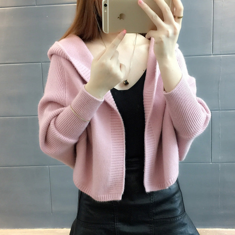 Damen Hübscher Strickcardigan mit Kapuze EB