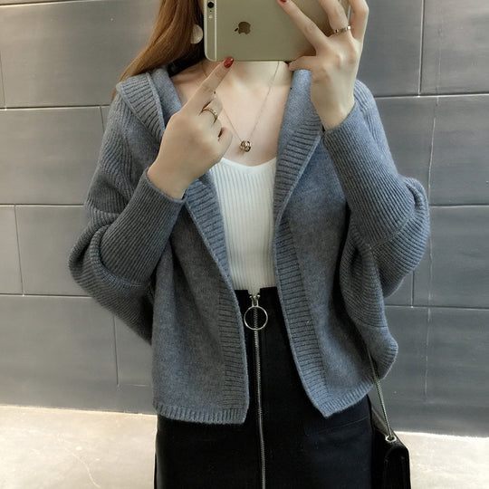 Damen Hübscher Strickcardigan mit Kapuze EB