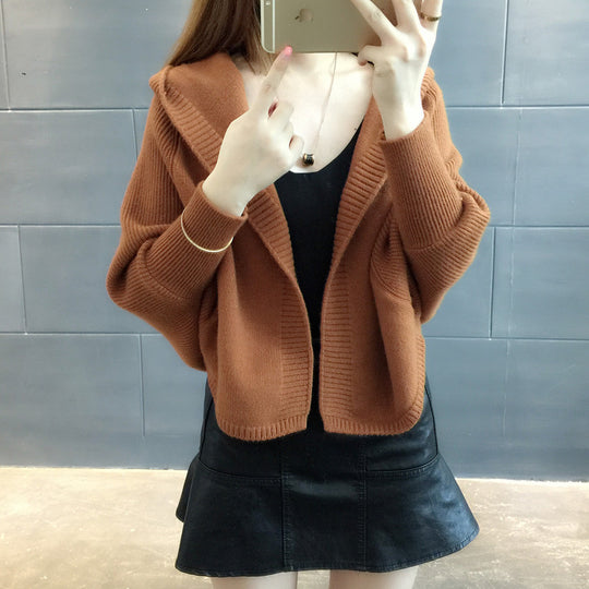 Damen Hübscher Strickcardigan mit Kapuze EB