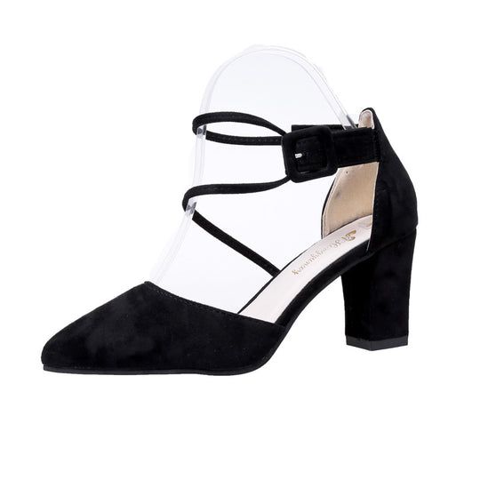 Damen elegante Slingback-Pumps mit transparentem Einsatz und komfortablem Blockabsatz EB