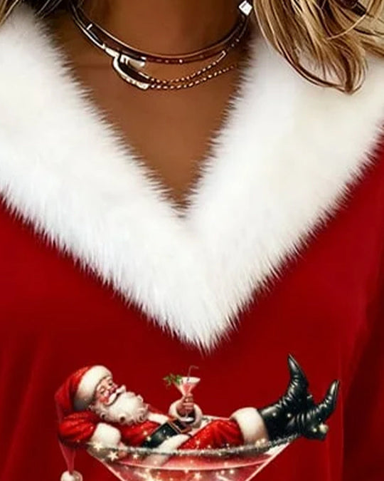 EB | Plüsch Weihnachtsdruck Langarm