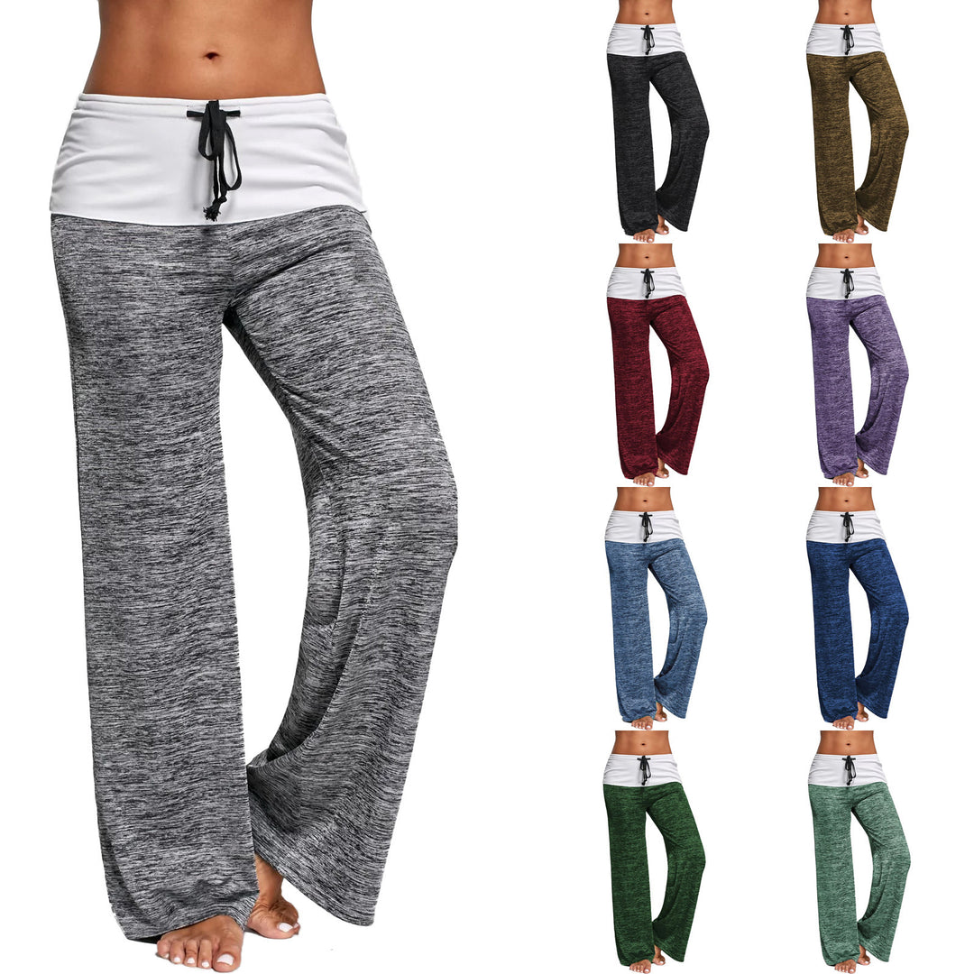 Damen Weiche Lounge-Hose mit weitem Bein und Umschlagbund EB
