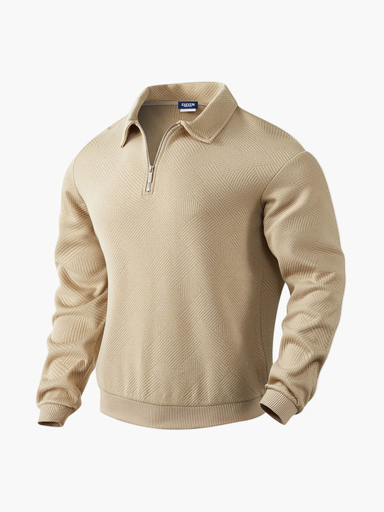 EB | Halb-Zip Pullover mit Strukturmuster - Smart-Casual Stil für Alltag und Büro