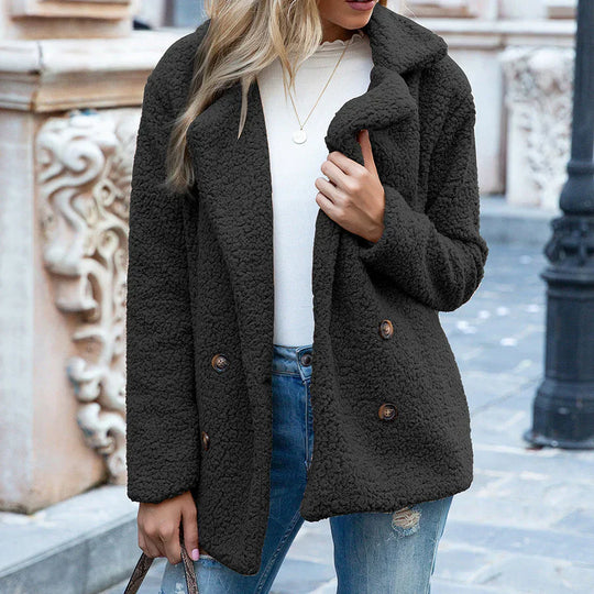 EB | Jacke - Oversized Fit - Weicher Fleece - Lange Ärmel - Knöpfe - Reverskragen