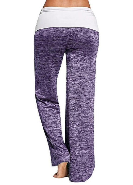 Damen Weiche Lounge-Hose mit weitem Bein und Umschlagbund EB