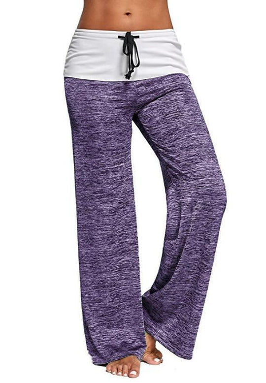 Damen Weiche Lounge-Hose mit weitem Bein und Umschlagbund EB