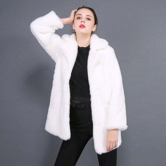 Damen Eleganter und kuscheliger Kunstpelzmantel EB