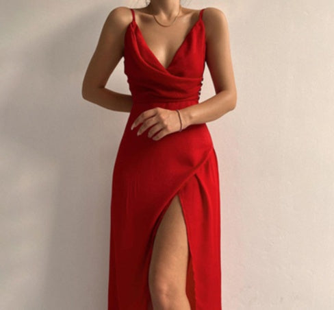 EB | V-Ausschnitt Midikleid mit Druck und Schlitz