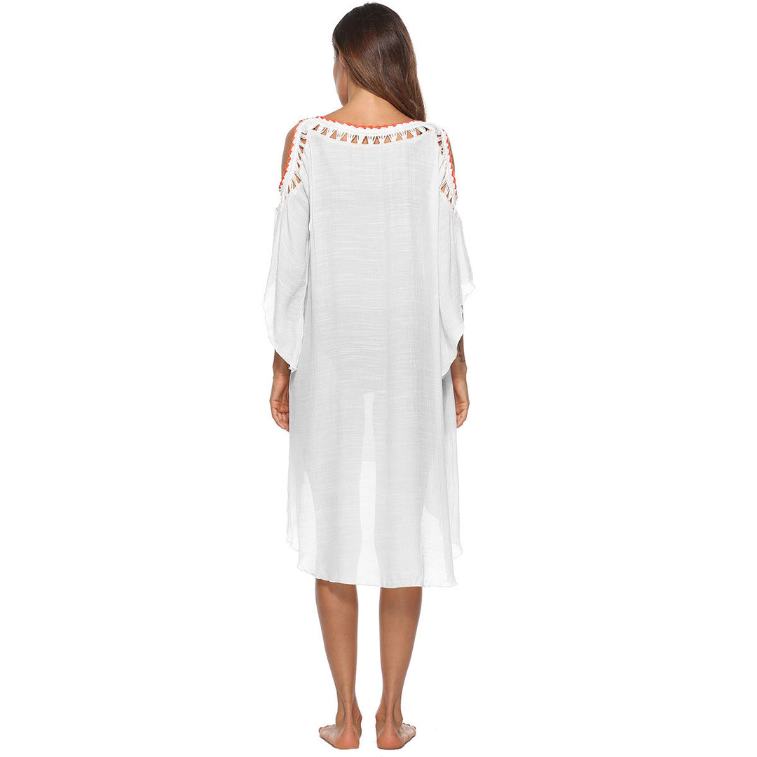 Damen eleganter Strandüberwurf mit einzigartiger Häkelverzierung EB