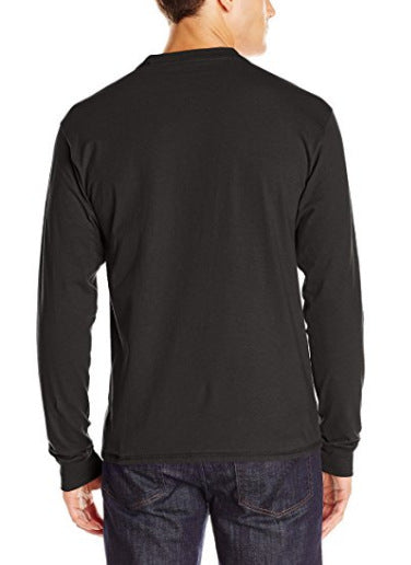 Herren Langarm-Henleyshirt mit Rundhalsausschnitt und dekorativer Knopfleiste EB