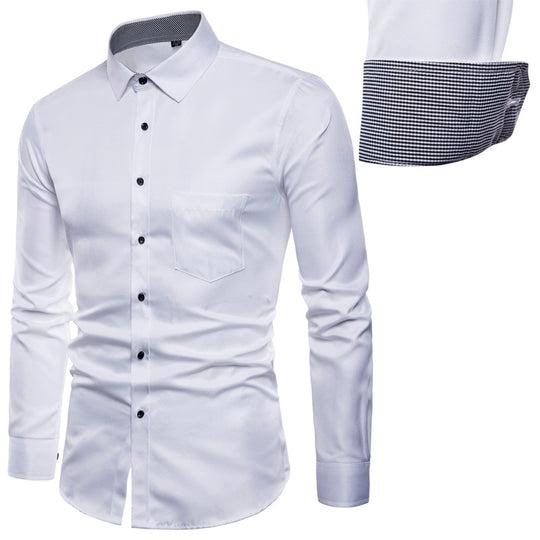 Herren Langarmhemd aus hochwertigem Satin mit modernem Slim-Fit EB