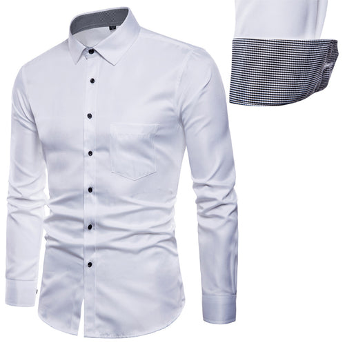 Herren Langarmhemd aus hochwertigem Satin mit modernem Slim-Fit EB