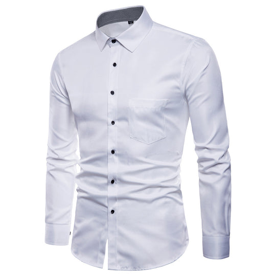 Herren Langarmhemd aus hochwertigem Satin mit modernem Slim-Fit EB