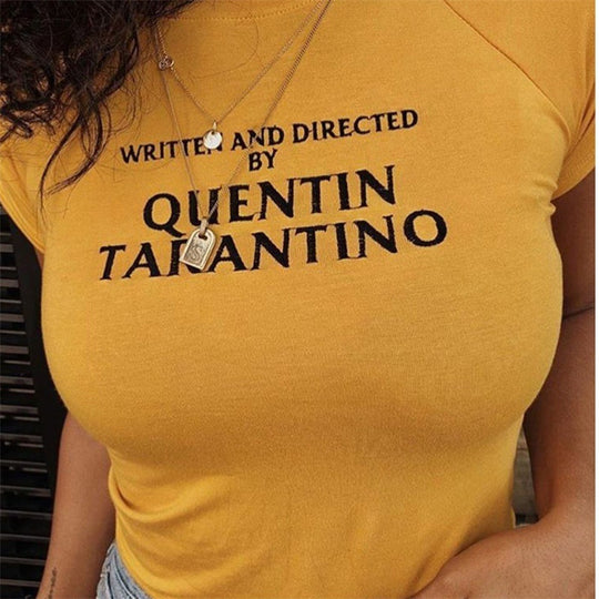 Damen T-Shirt mit kreativem Schriftzug und figurbetonter Passform EB