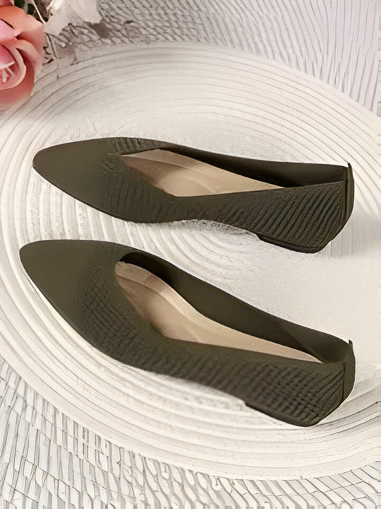 Charmaine | Damen Mode flache Schuhe, Casual Pointed Toe Knit Flats EB