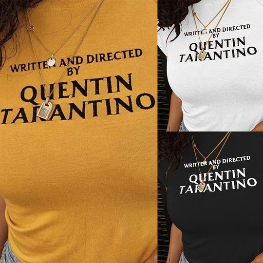 Damen T-Shirt mit kreativem Schriftzug und figurbetonter Passform EB