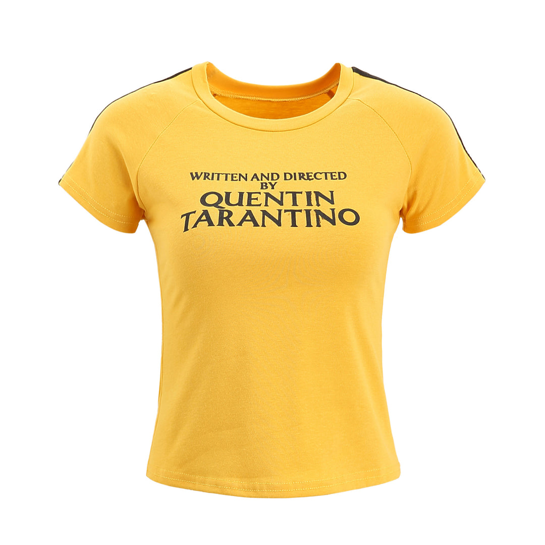 Damen T-Shirt mit kreativem Schriftzug und figurbetonter Passform EB