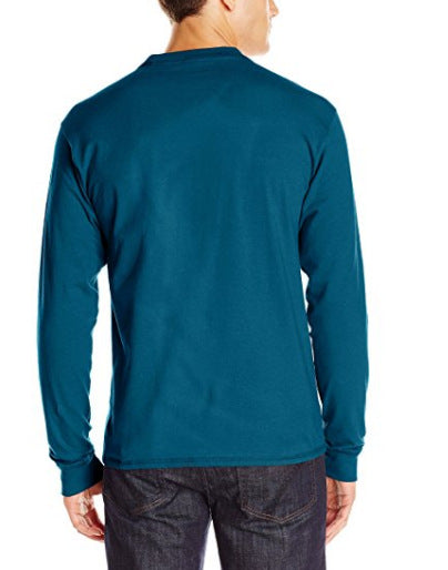 Herren Langarm-Henleyshirt mit Rundhalsausschnitt und dekorativer Knopfleiste EB