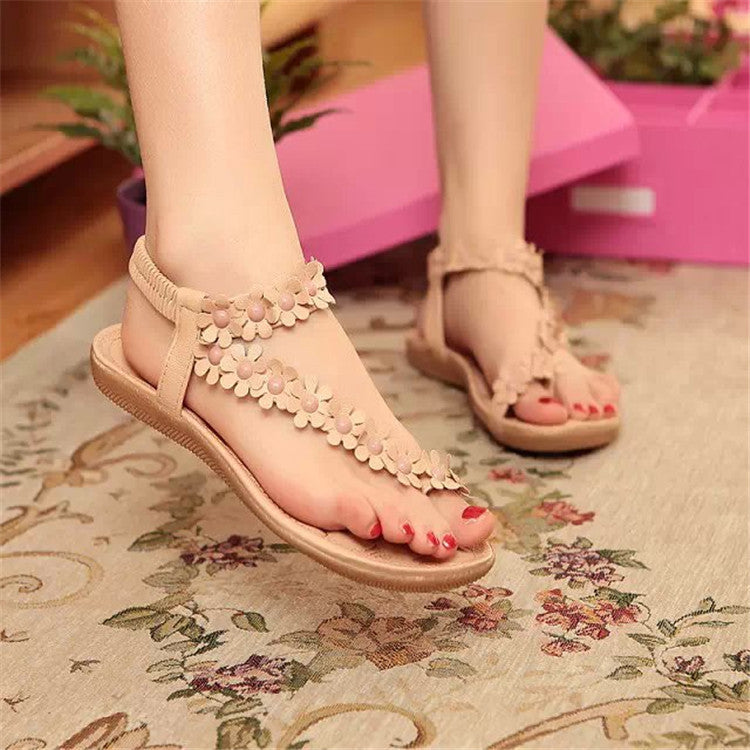 Damen modische Sandalen mit verspielten Blütenapplikationen EB
