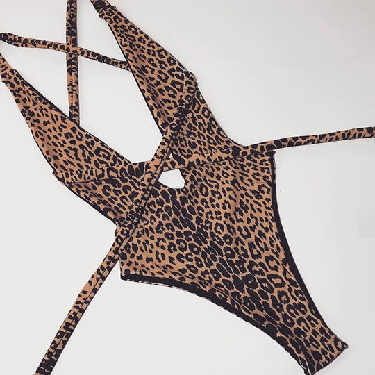 Damen Hochgeschnittener Cut-Out Badeanzug EB