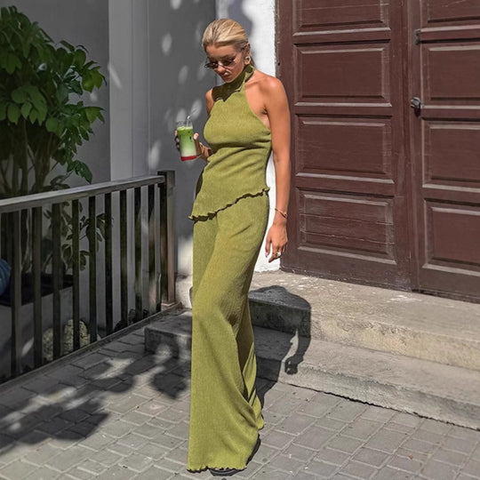 EB | Halsoberteil Hose mit weitem Bein zweiteiliges Set