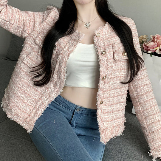 EB | Tweed Rundhals Einreiher Mantel