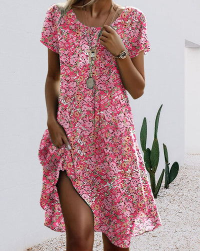EB | Kleid Rundhals Kurzarm Blumenmuster