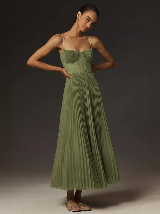 EB | Falten Korsett Midi-Kleid für Damen