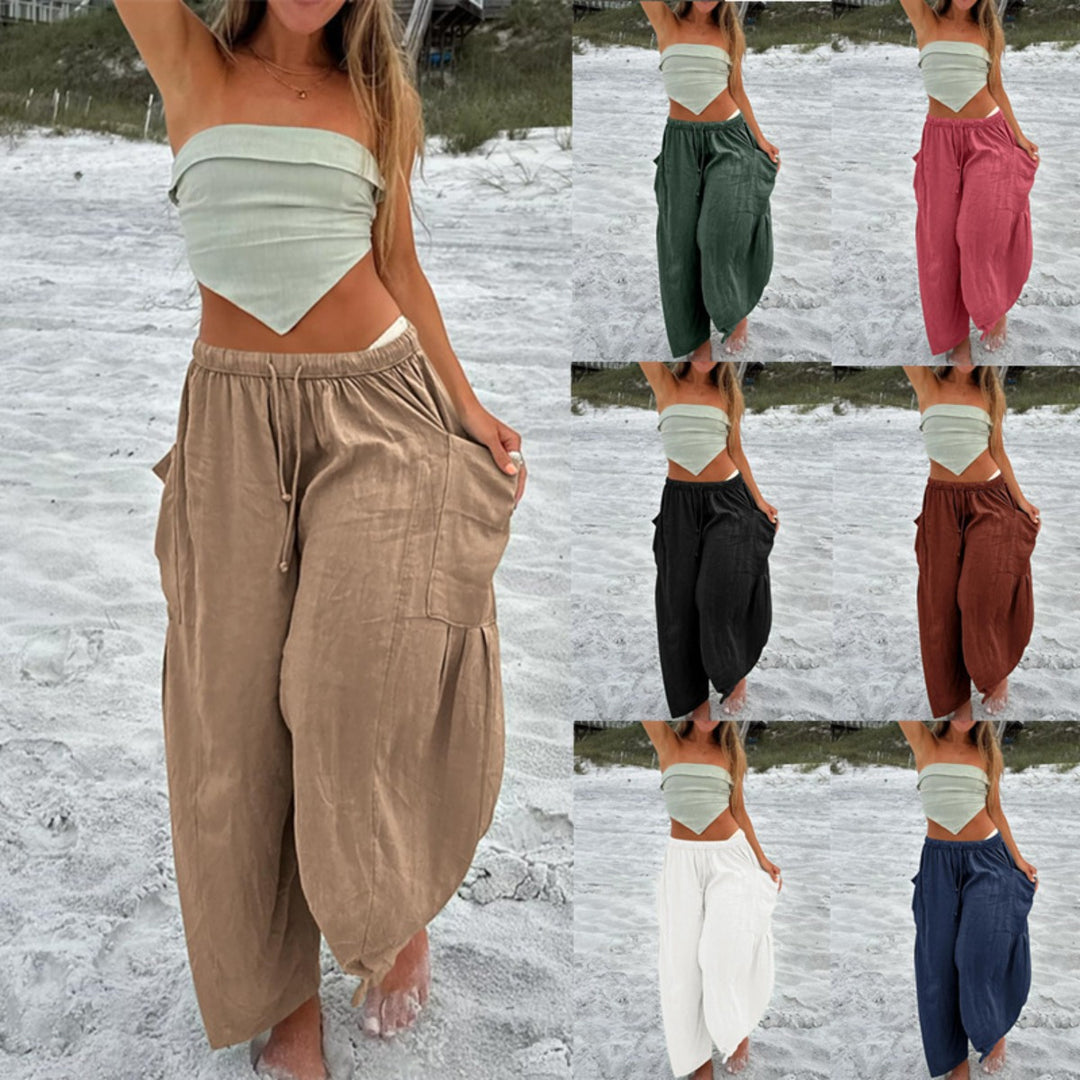 EB | Plissierte Hose mit weitem Bein und hoher Taille