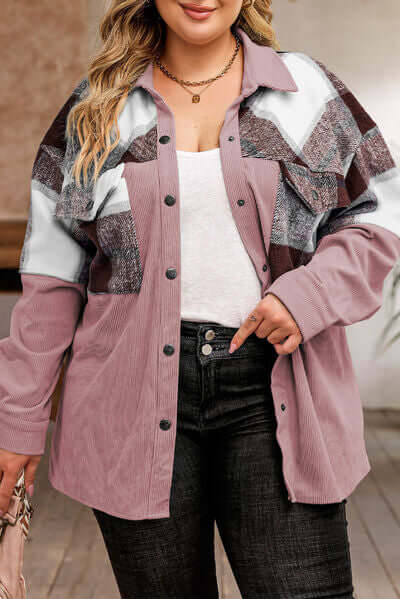 EB | Plus Size Karos Shacket Jacke für Damen