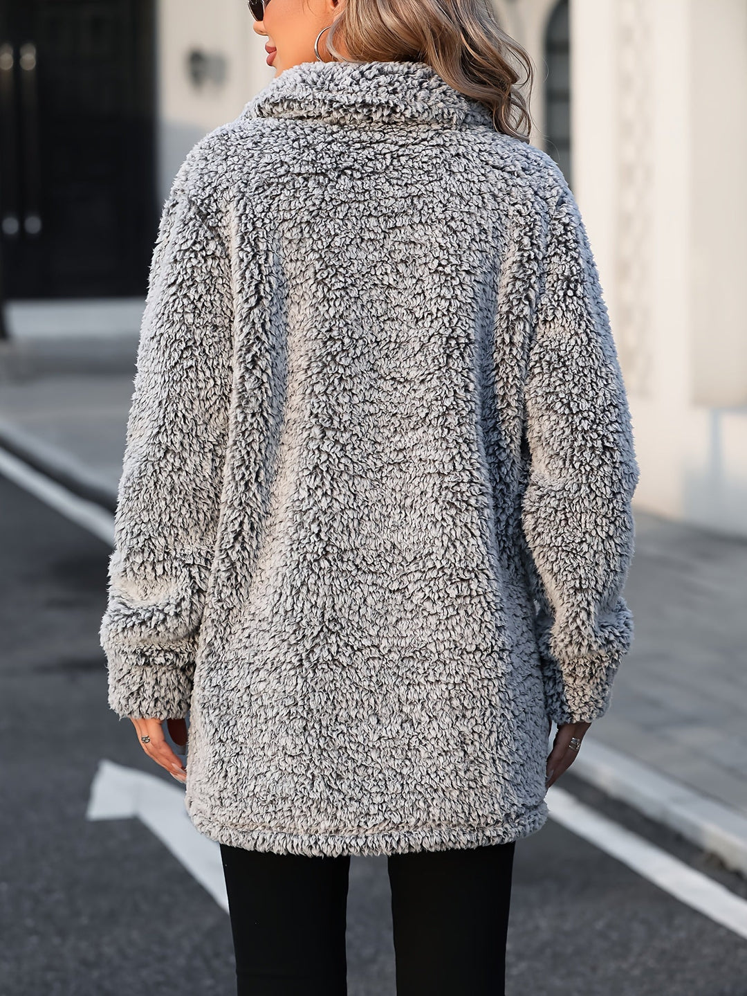 EB | Lange Teddyjacke mit Knöpfen Polyester Komfortabel und Warm