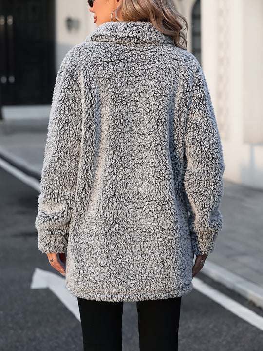 EB | Lange Teddyjacke mit Knöpfen Polyester Komfortabel und Warm