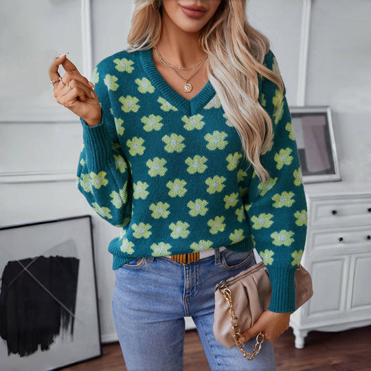 EB | Strickpullover mit Blumenmuster