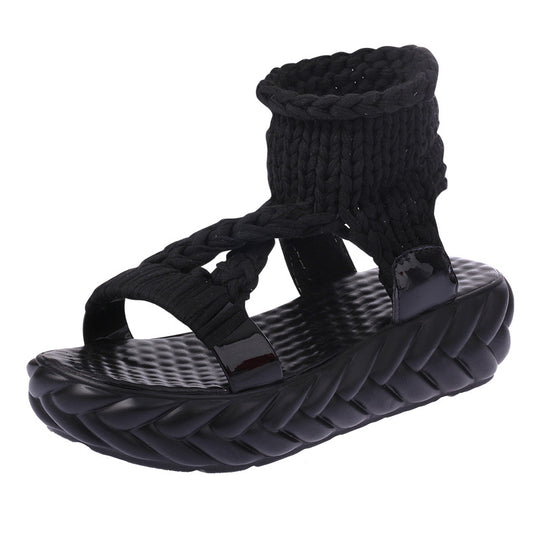 Damen Wedge-Sandalen mit geflochtenem Riemendesign und komfortabler Sohle EB