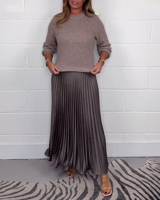 EB | Lässiges Kontrastfarbenes Kleid mit Patchwork und Plissee