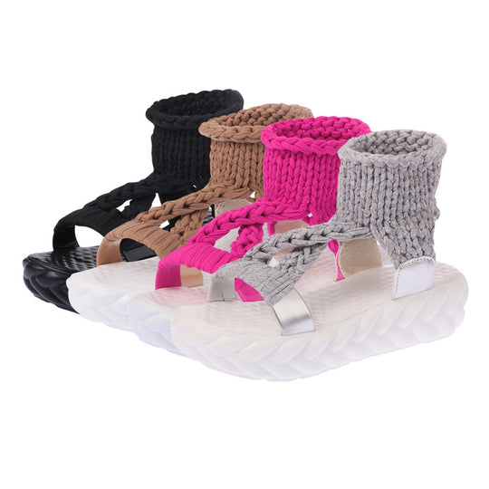 Damen Wedge-Sandalen mit geflochtenem Riemendesign und komfortabler Sohle EB