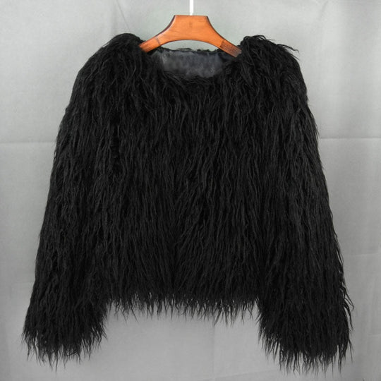 EB | Eleganter Warmer Kunstpelzmantel Für Herbst Und Winter