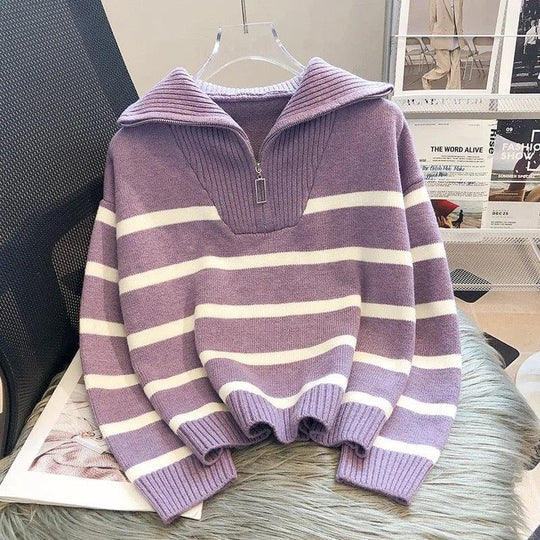 EB | Gestreifter Statement-Pullover mit Kräftigen Farbfeldern