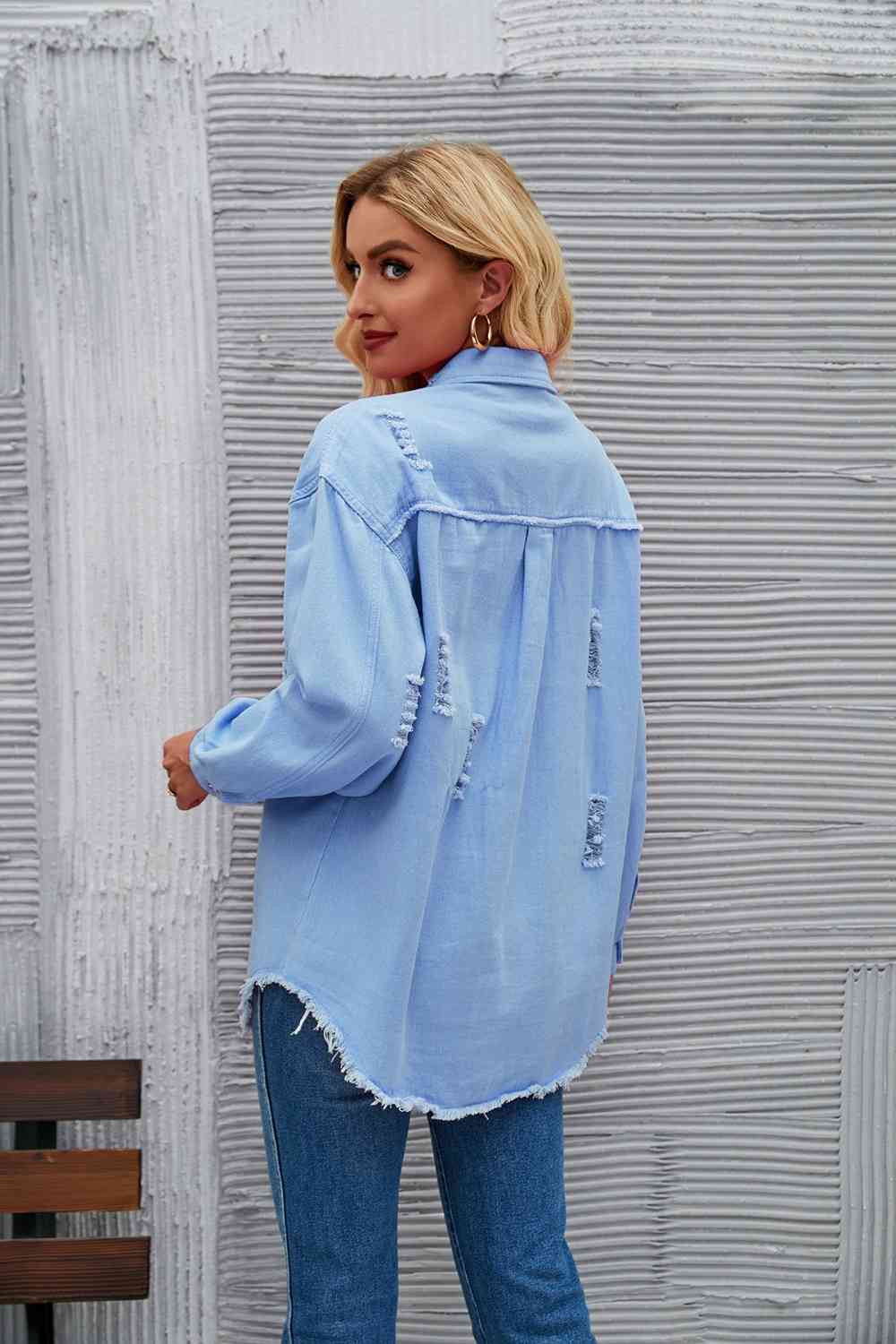 EB | Zerrissene Rohsaum-Denimjacke