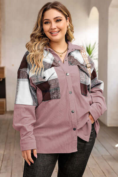 EB | Plus Size Karos Shacket Jacke für Damen