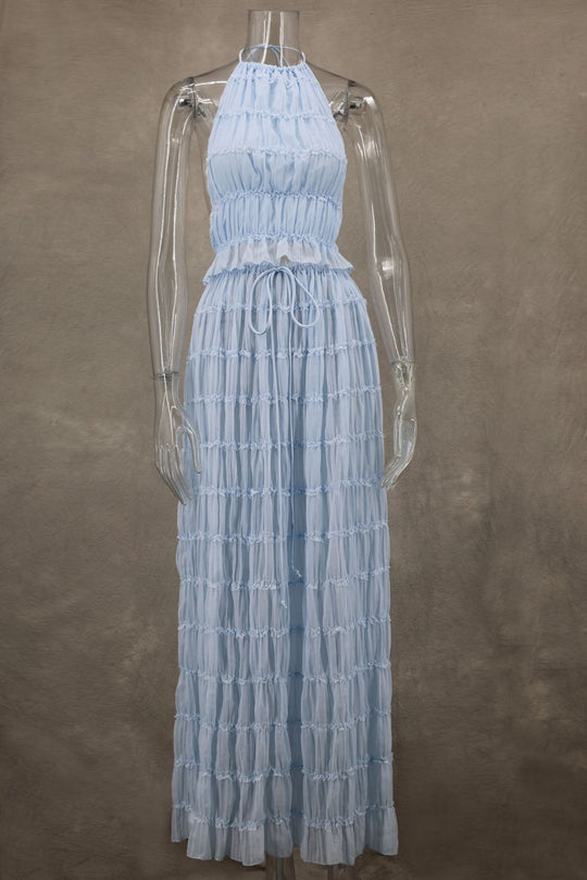 EB | Neckholder Spitzenweste langes Kleid Set