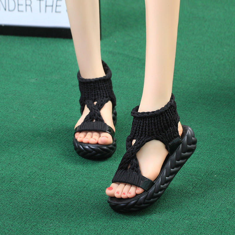 Damen Wedge-Sandalen mit geflochtenem Riemendesign und komfortabler Sohle EB