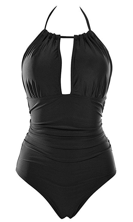 Damen Floral Badeanzug mit tiefem Ausschnitt EB