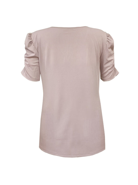 EB | Elegantes Geripptes V-Ausschnitt T-Shirt für Damen