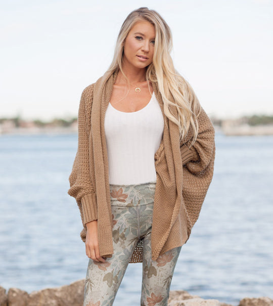 Damen Oversized Strickjacke mit offener Front und weitem Schnitt EB