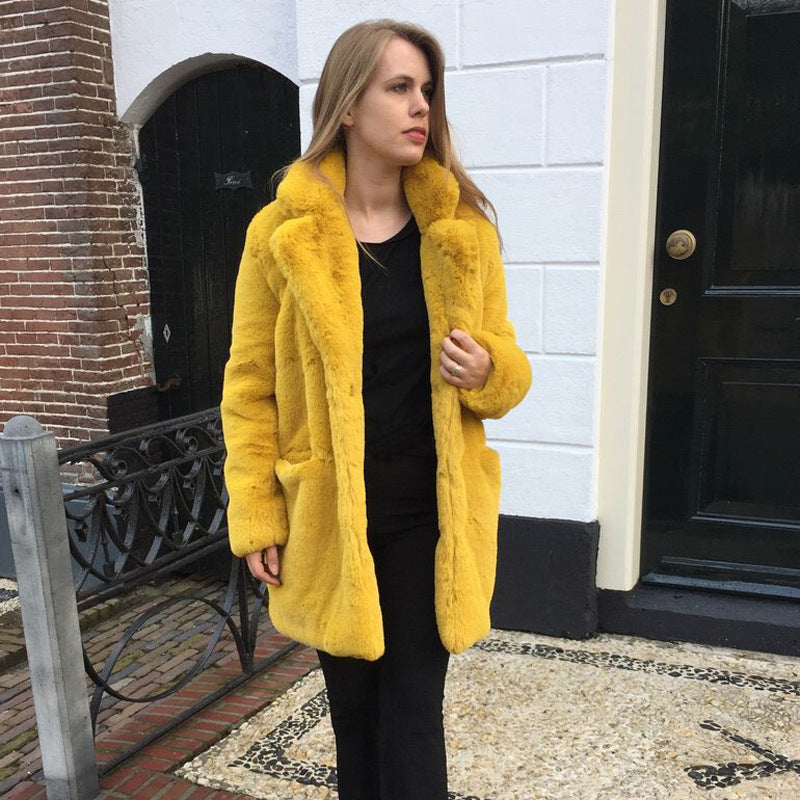 Damen luxuriöser Fleece-Mantel EB