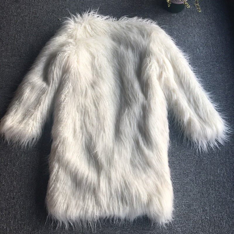 Damen Fellmantel mit luxuriöser Textur EB