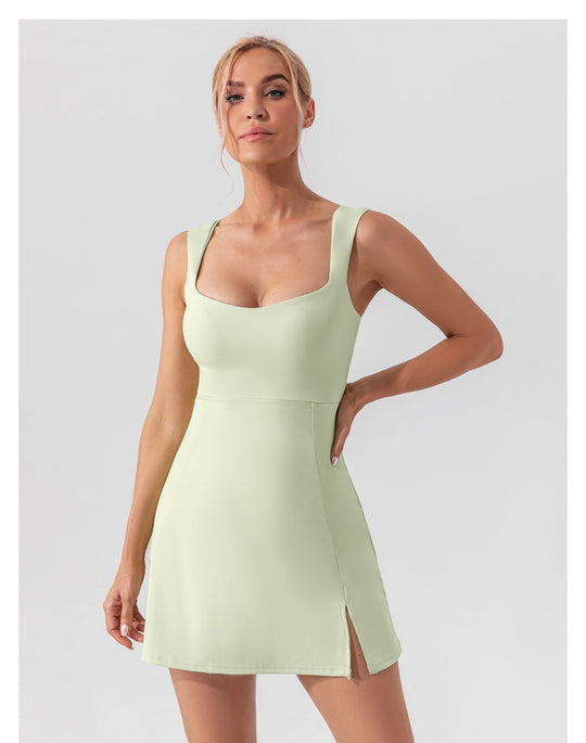 EB | Hosenträger einfarbig Yoga Tennisrock leichtes Sportkleid