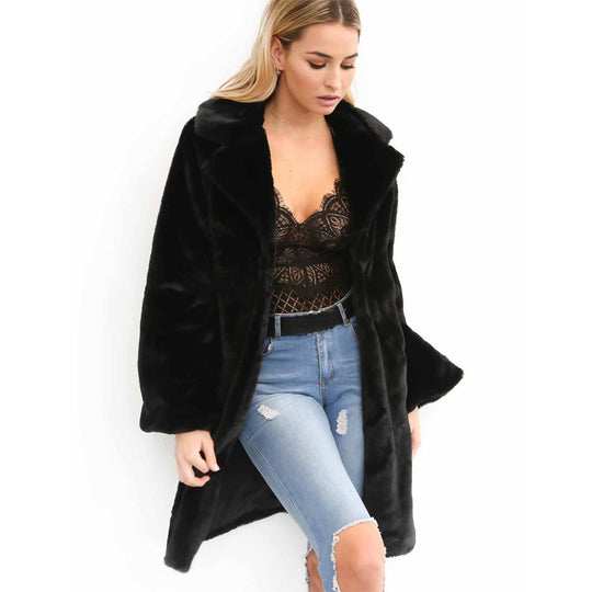Damen luxuriöser Fleece-Mantel EB